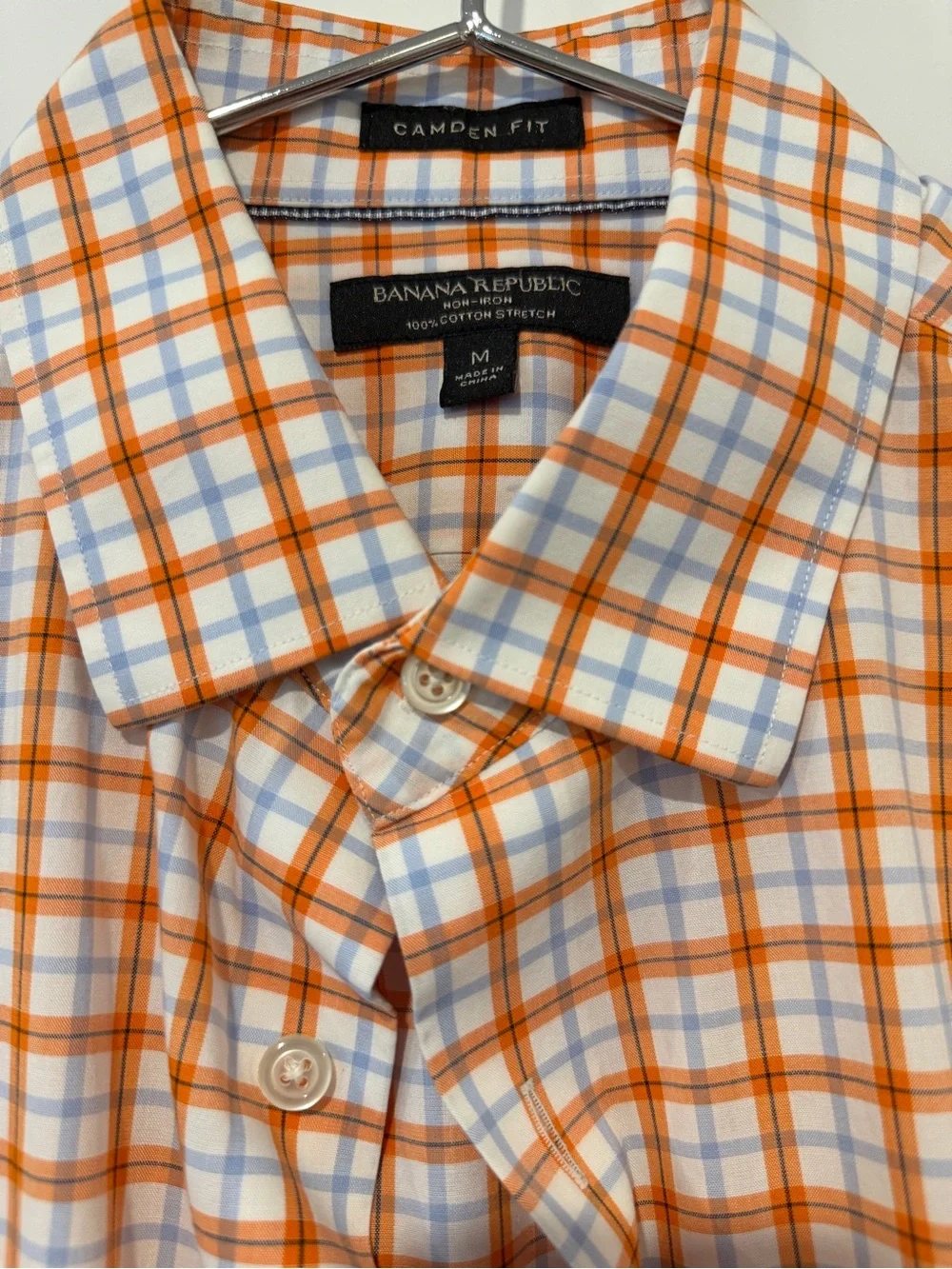 Banana Republic Orange Plaid Long-Sleeve Dress Shirt